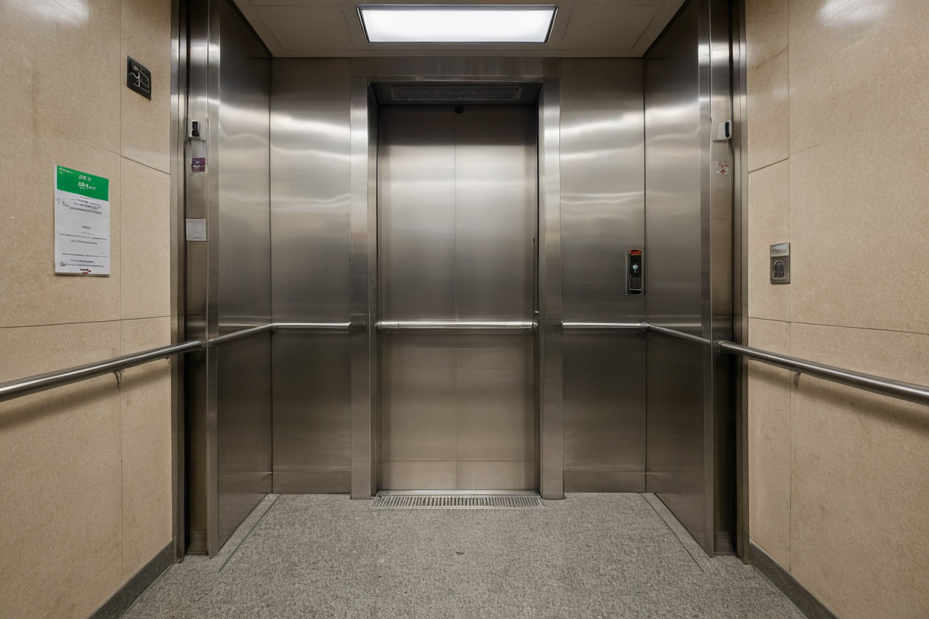 Cabine de elevador modernizada com acabamento em aço inox